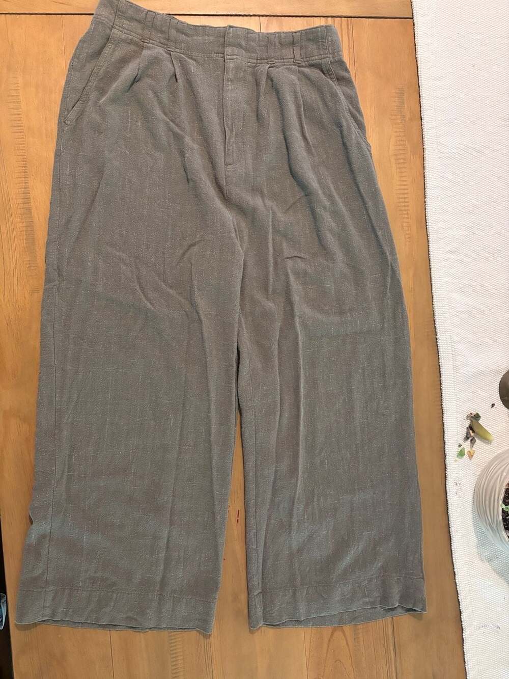 Z Supply Women's Farah Linen Blend Cropped Wide Leg Pants Gray Size L Style ZP22